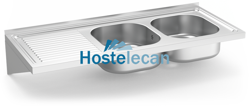 Fregadero colg. c/cartelas 2C,EI 1200x500x205 mm.