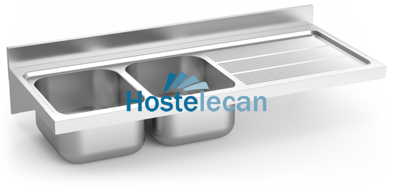 Fregadero colg. c/cartelas 2C,ED 1400x600x275 mm.