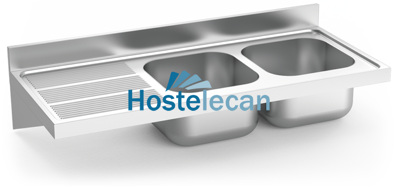 Fregadero colg. c/cartelas 2C,EI 1400x600x275 mm.