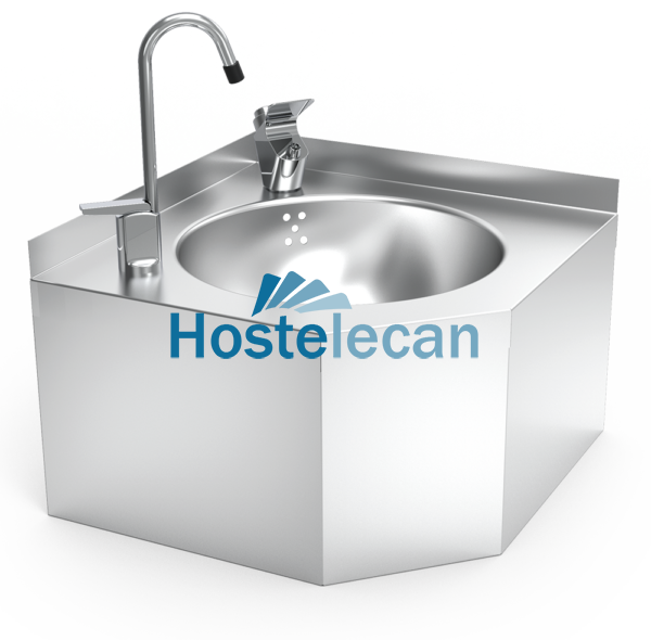 Fuente de agua de esquina fijación mural 350x350x200 mm.