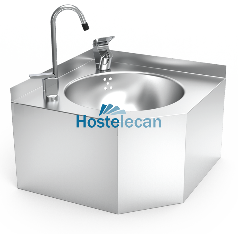 Fuente de agua de esquina fijación mural 350x350x200 mm.