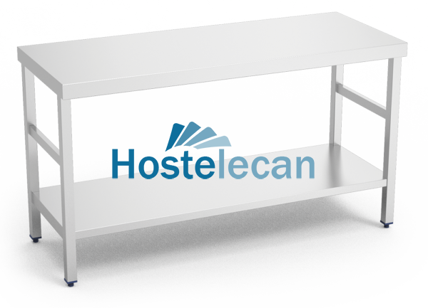 Mesa central c/entrepaño 2000x500x850 mm.