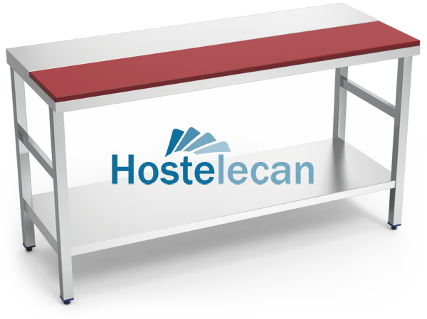 Mesa prepar.central fb.roja c/ent.2000x600x850 mm.