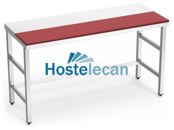 Mesa prepar.central fb.roja s/ent.2000x600x850 mm.