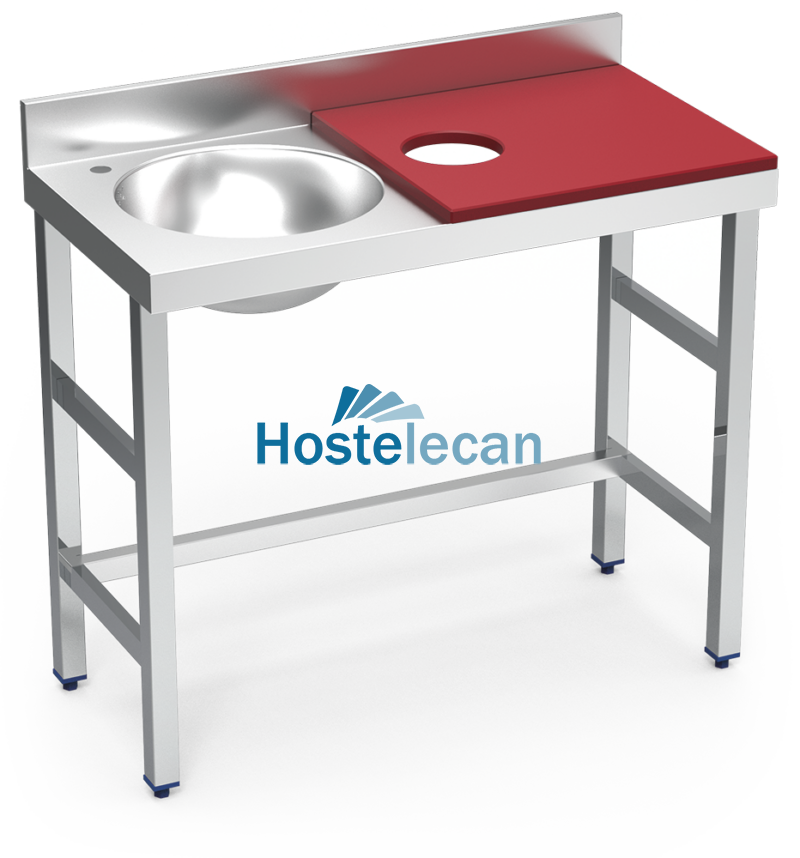 Mesa preparación y lavado fb rj cubeta izda. 1000x500x850 mm.