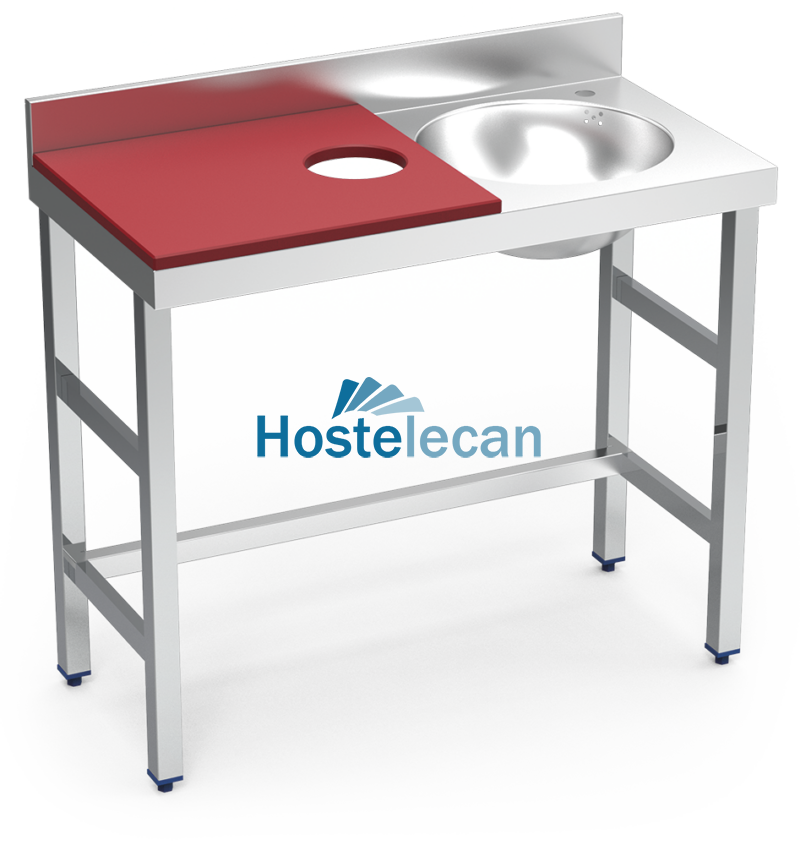 P072810.png Mesa preparación y lavado fb rj cubeta dcha. 1000x500x850 mm.