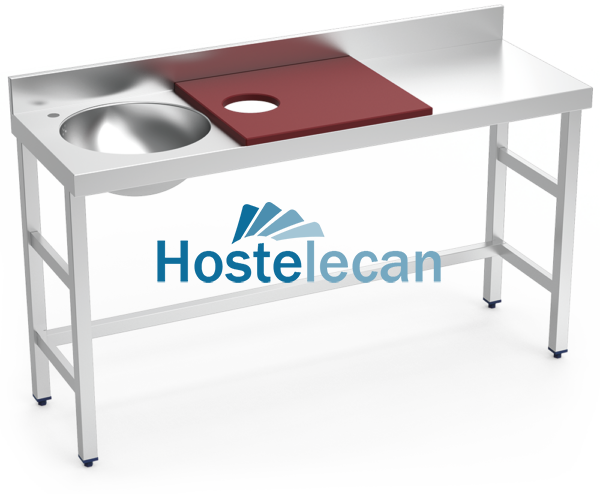 Mesa preparación y lavado fb rj cubeta izda. 1500x500x850 mm.