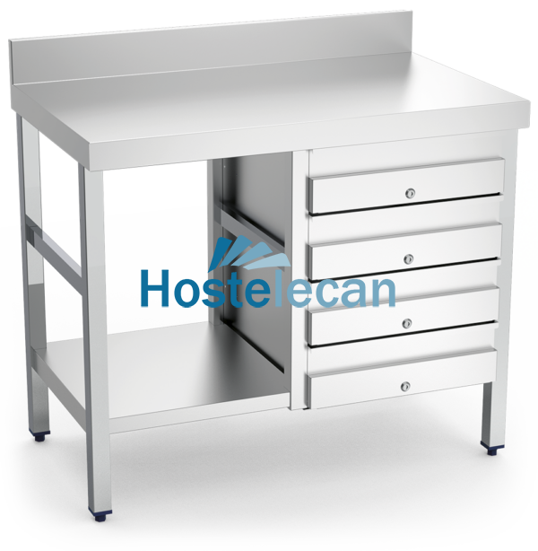 Mesa mural con 4 cajones 1000x600x850 mm.