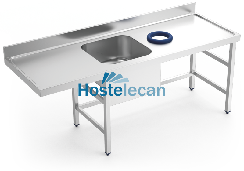 Mesa mural de prelavado s/ent cubeta izda. 2000x700x850-910 mm.