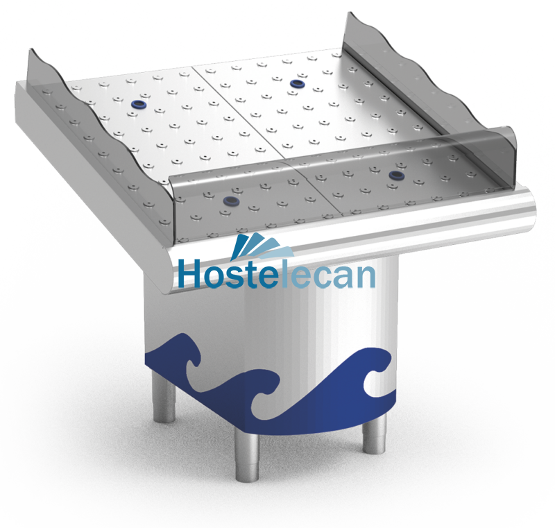 Mostrador de pescadería de 985x950x730/1040 mm.
