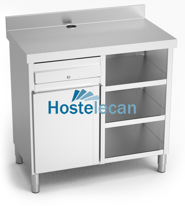 Mueble cafetero de cajón, puerta y 3 entrepaños 1070x600x1040 mm.