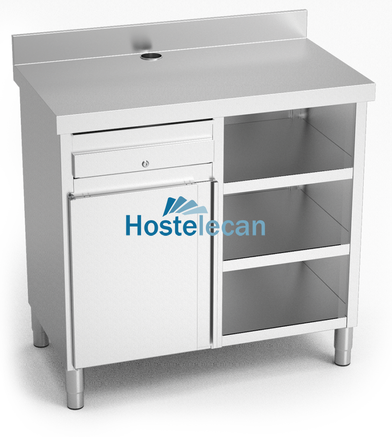 Mueble cafetero de cajón, puerta y 3 entrepaños 1070x600x1040 mm.