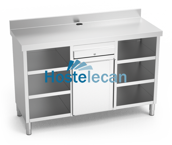 Mueble cafetero de cajón, puerta y 6 entrepaños 1570x600x1040 mm.