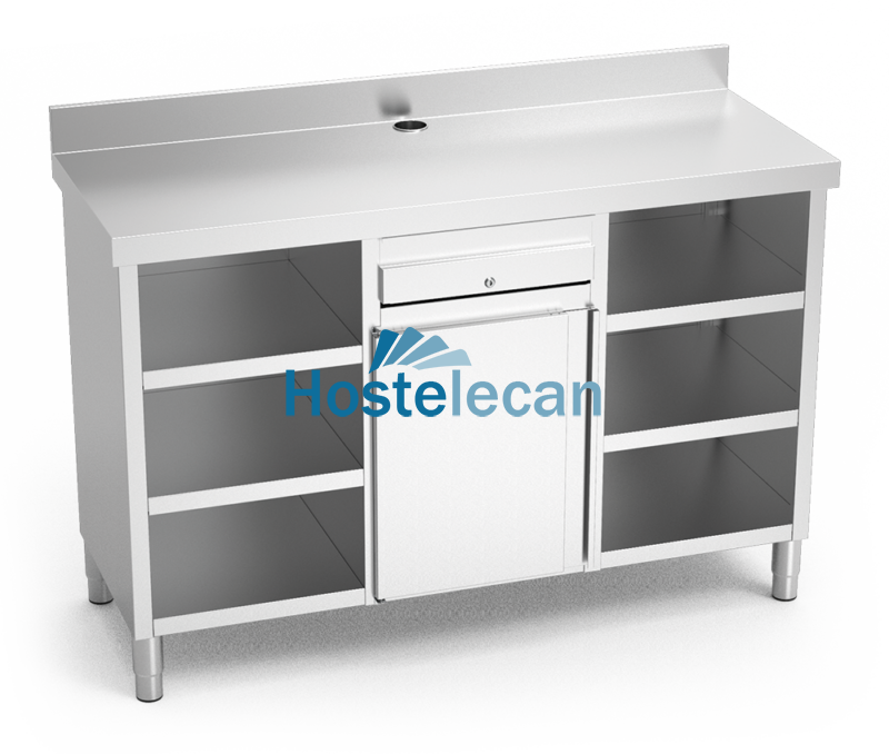 Mueble cafetero de cajón, puerta y 6 entrepaños 1570x600x1040 mm.