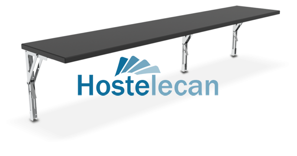 Estante abatible de fibra para punto de venta portátil de jamones 1500x300x325 mm