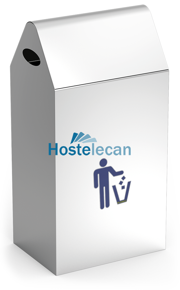 Papelera basculante en acero inox. 350x250x680 mm.