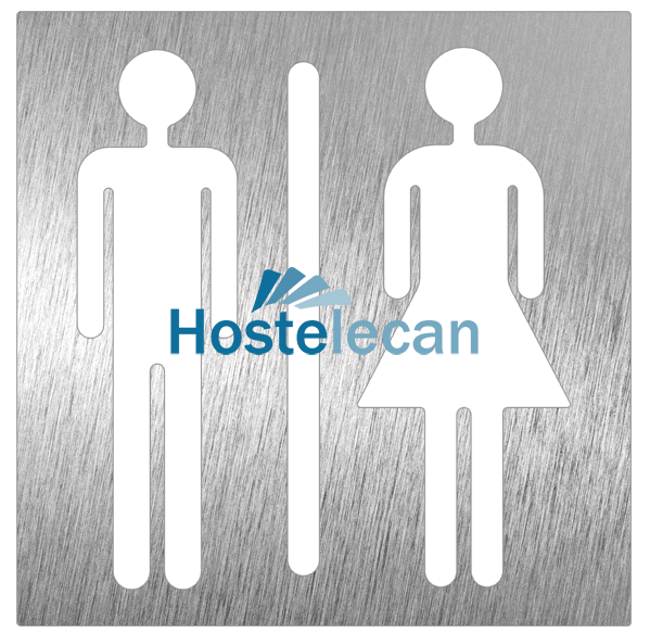 Pictograma inoxidable "Aseo Unisex" 120x120x1.5 mm.