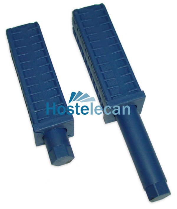 Taco de plástico azul c/regulador altura especial 40x40 mm.