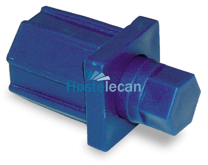 Taco de plástico con regulador de 40x40 mm. azul.