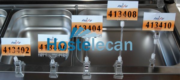 Pinza porta-precios, clip pequeño en cada extremo , barra 50 mm.