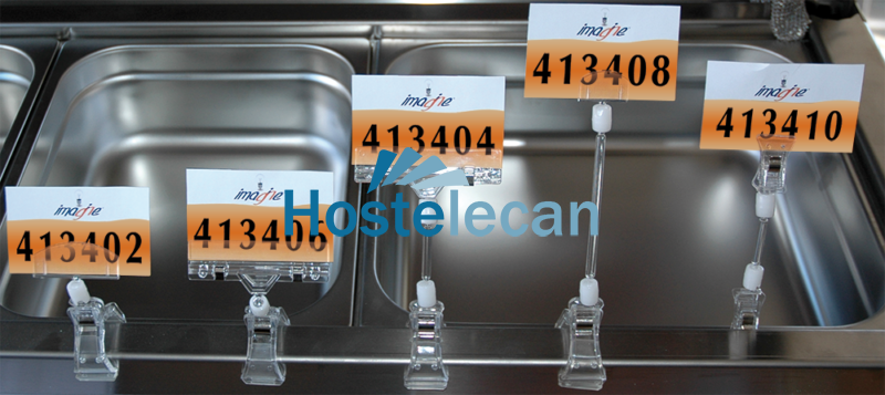 Pinza porta-precios, clip pequeño en cada extremo , barra 50 mm.