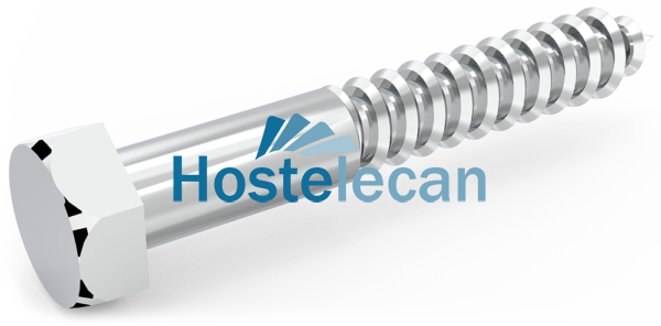 Tirafondo cabeza hexagonal M6x70 mm.