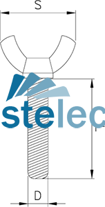 Tornillo cabeza mariposa tipo americano M8x25 mm.