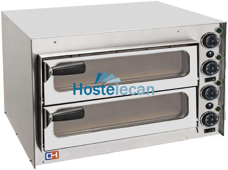 Horno Eléctrico de Pizza Compacto 2 pizza diámetro 35 cm AVEIRO FP35PV con puerta de cristal