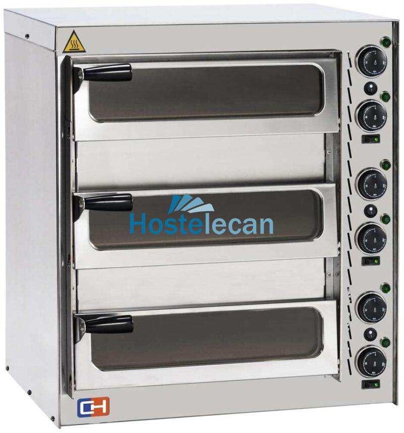 Horno Eléctrico de Pizza Compacto 3 pizza diámetro 35 cm AVEIRO FP52PV con puerta de cristal