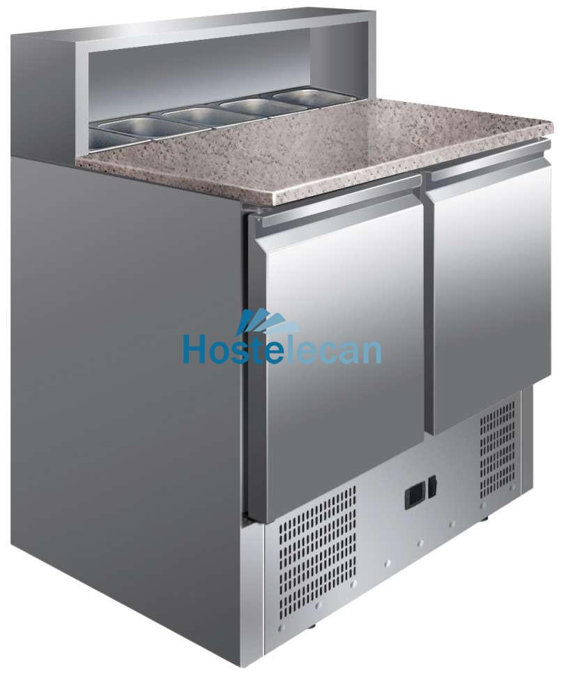 Mesa GN1/1 2 Puertas Preparación Ensaladas con Encimera de Granito de 900 x700 x1010h mm PEKIN PS900