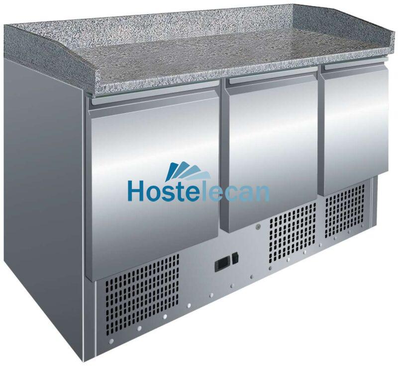 Mesa GN1/1 3 Puertas Preparación Pizzas con Encimera de Granito de 1365 x700 x1050h mm PEKIN S903PZ
