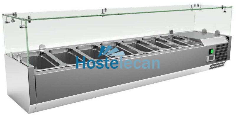 Vitrina 7 cubetas GN1/4 con Cúpula de Vídrio de 1500 x335 x440h mm PEKIN VRX1500330FG