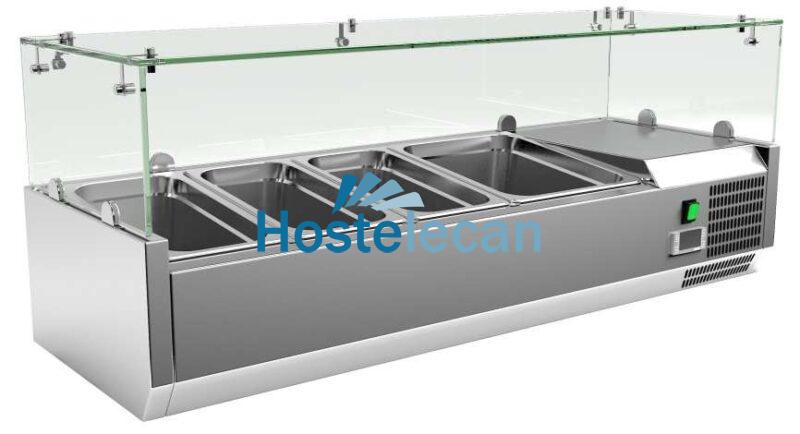 Vitrina 3 cubetas GN1/3 + 1 cubeta GN1/2 con Cúpula de Vídrio de 1200 x395 x440h mm PEKIN VRX1200380FG