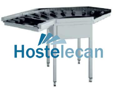 Mesa de Salida con Rodillos curva 90º dim.(300+965)x965x850h mm CR-90