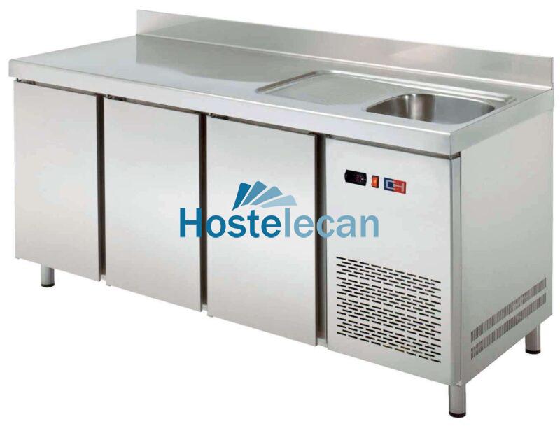 Mesa Snack Refrigerada con fregadero 3 puertas Fondo 600 de 2017 x600 x850h mm CORDOBA MRCH-200F