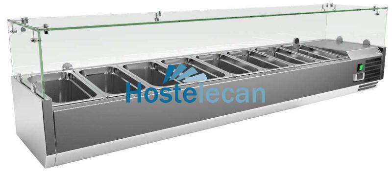 Vitrina 9 cubetas GN1/3 con Cúpula de Vídrio de 2000 x395 x440h mm PEKIN VRX2000380FG