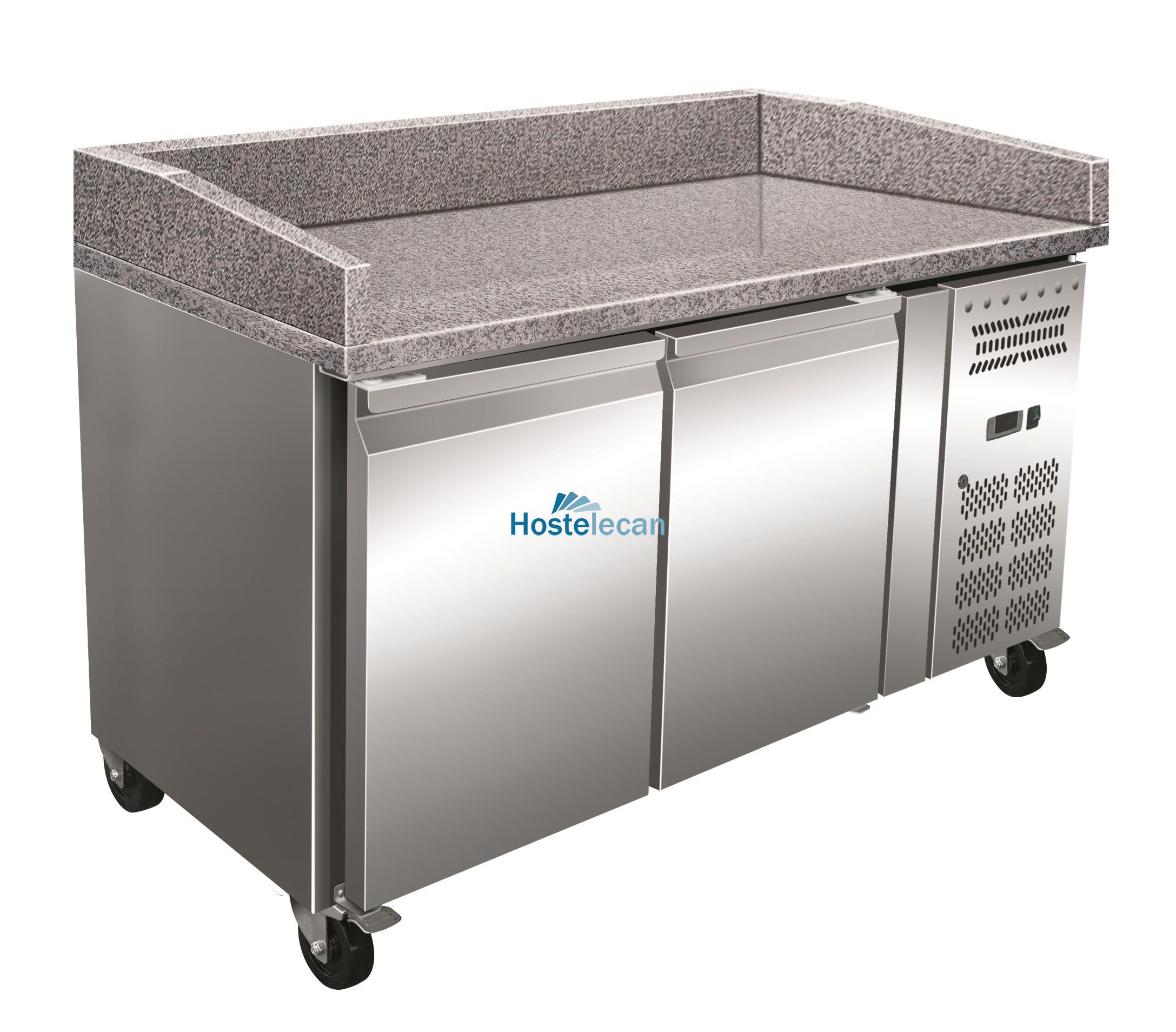 Mesa Euronorm 2 Puertas Preparación Pizzas con Encimera de Granito de 1515 x800 x1000h mm PEKIN PZ2600TN